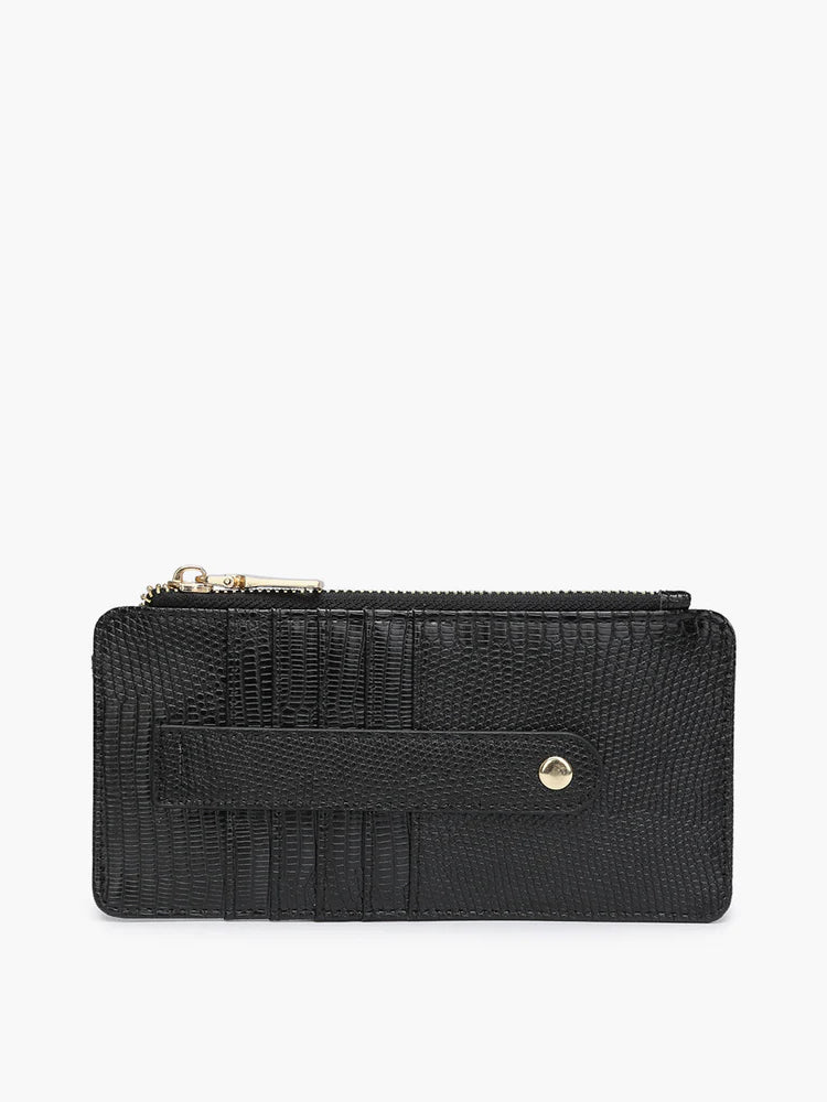 Saige Lizard Slim Card Holder Wallet | Black