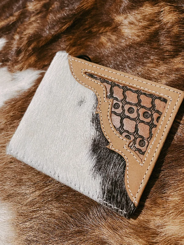 Imprint Tooled Cowhide Mens Wallet