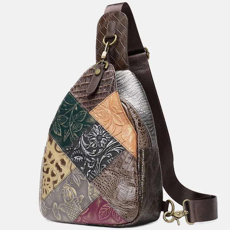 Sling Bag for Women Vintage Folk-Custom Leather Travel Crossbody Bag