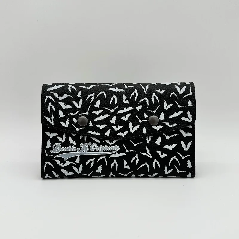 TALLER Doublewide Wallet - Bold White Bats on Black Symphony Vinyl