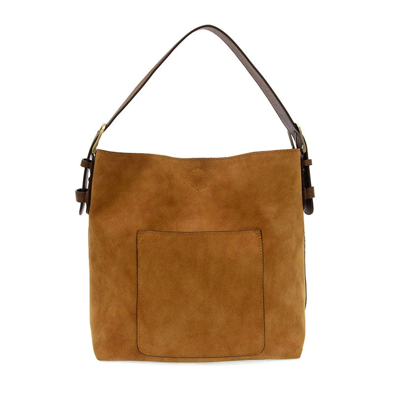 Rich Faux Suede Hobo Handbag in Toffee